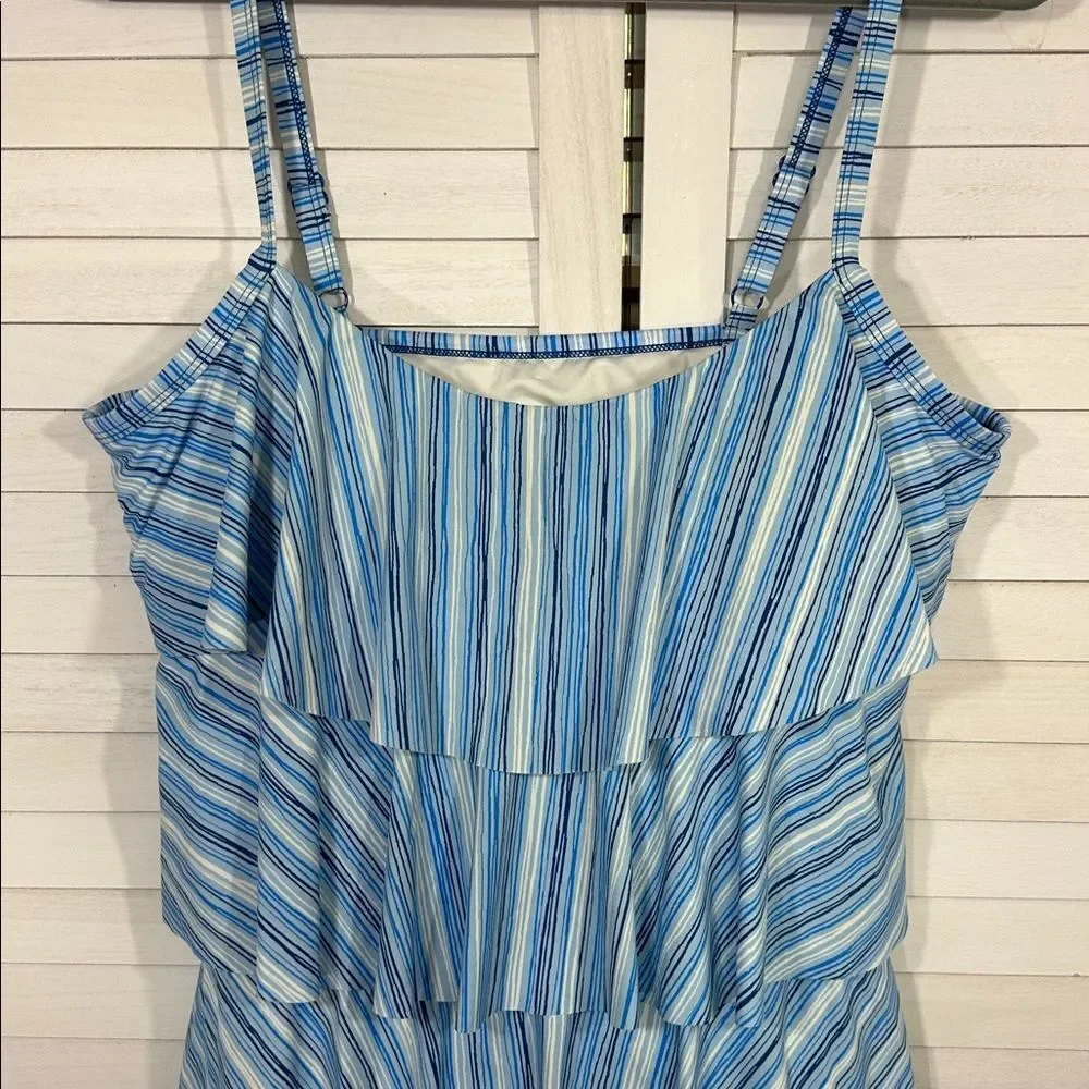 Beach House Blue Striped Tankini Size 16 NWT